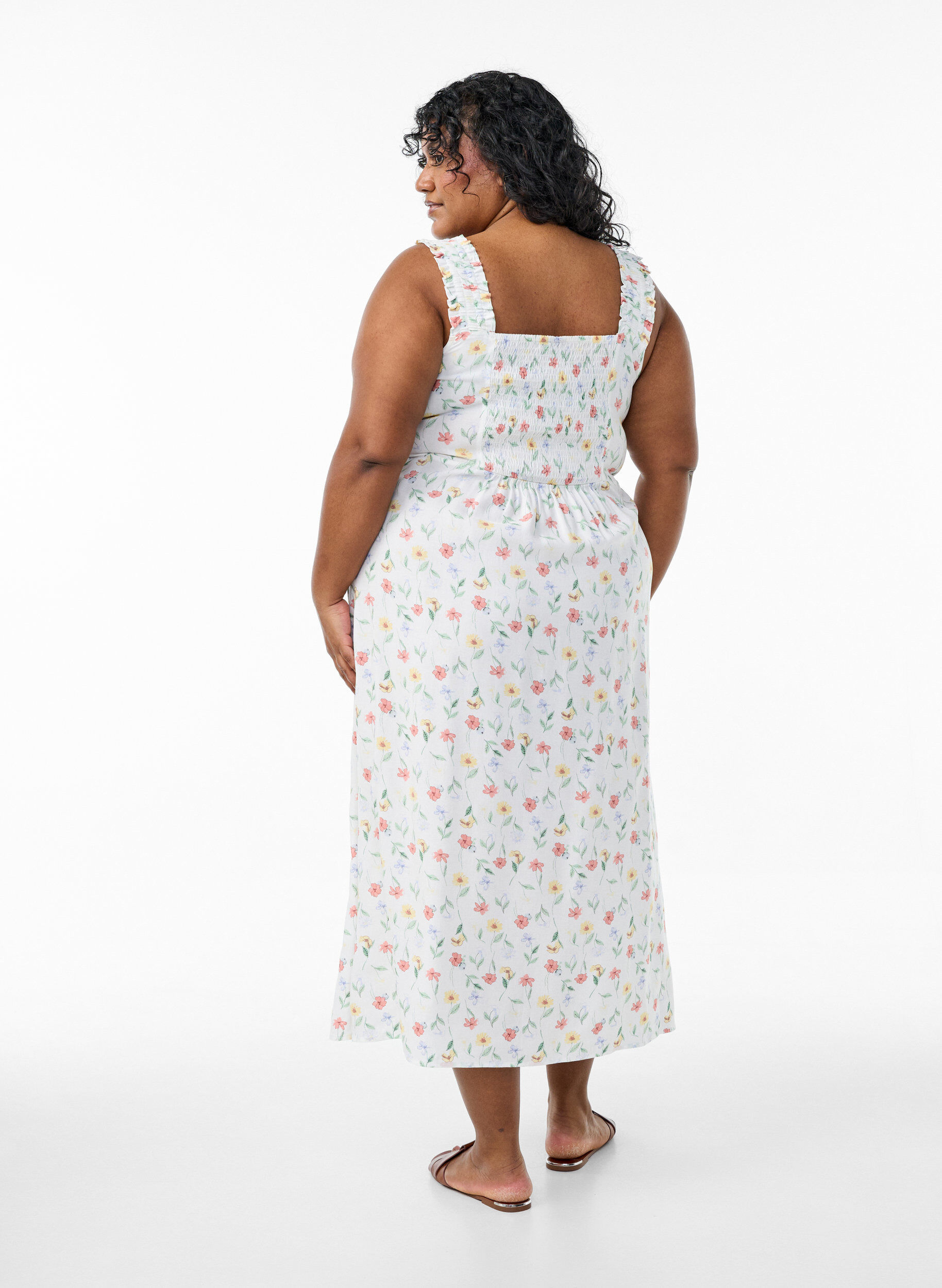 Zizzifashion Summer dress with wide straps, White, Model image number 1
