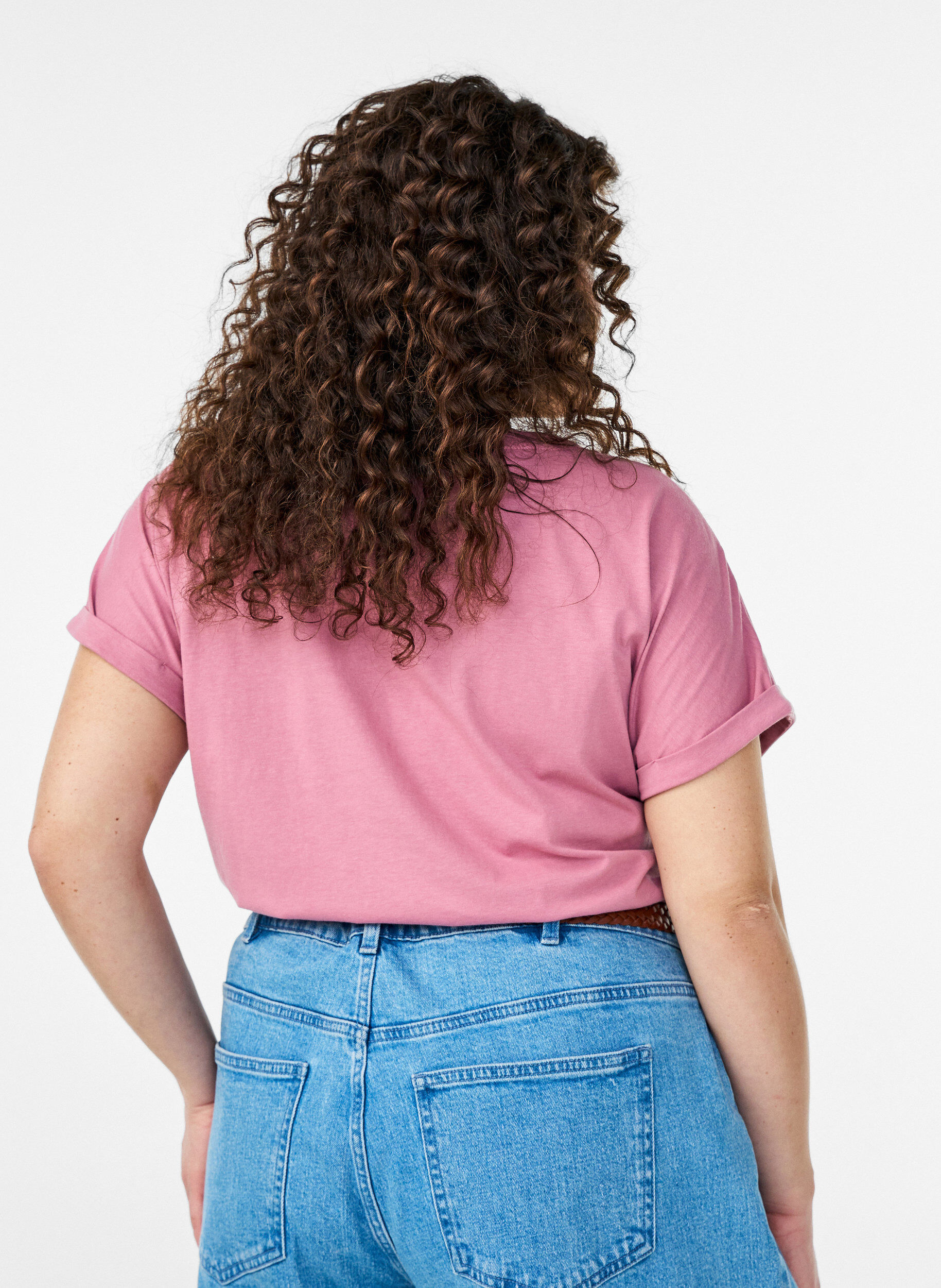 Zizzifashion Short sleeved cotton blend t-shirt, Rose, Model image number 2