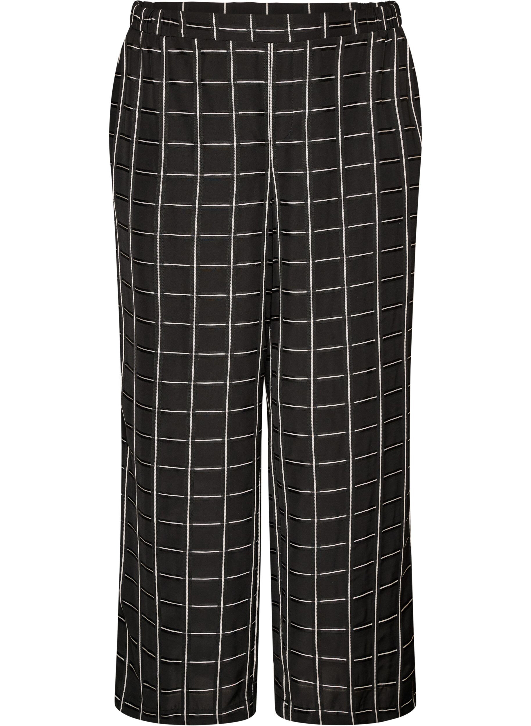 Checked wide-leg trousers