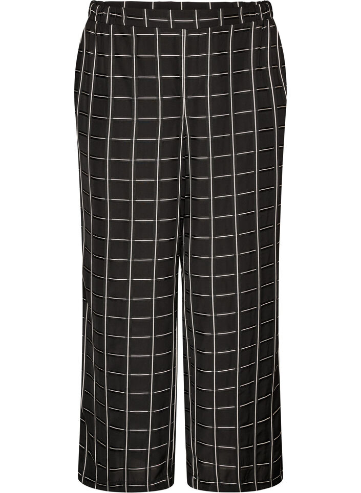 Checked wide-leg trousers, Black, Packshot image number 0