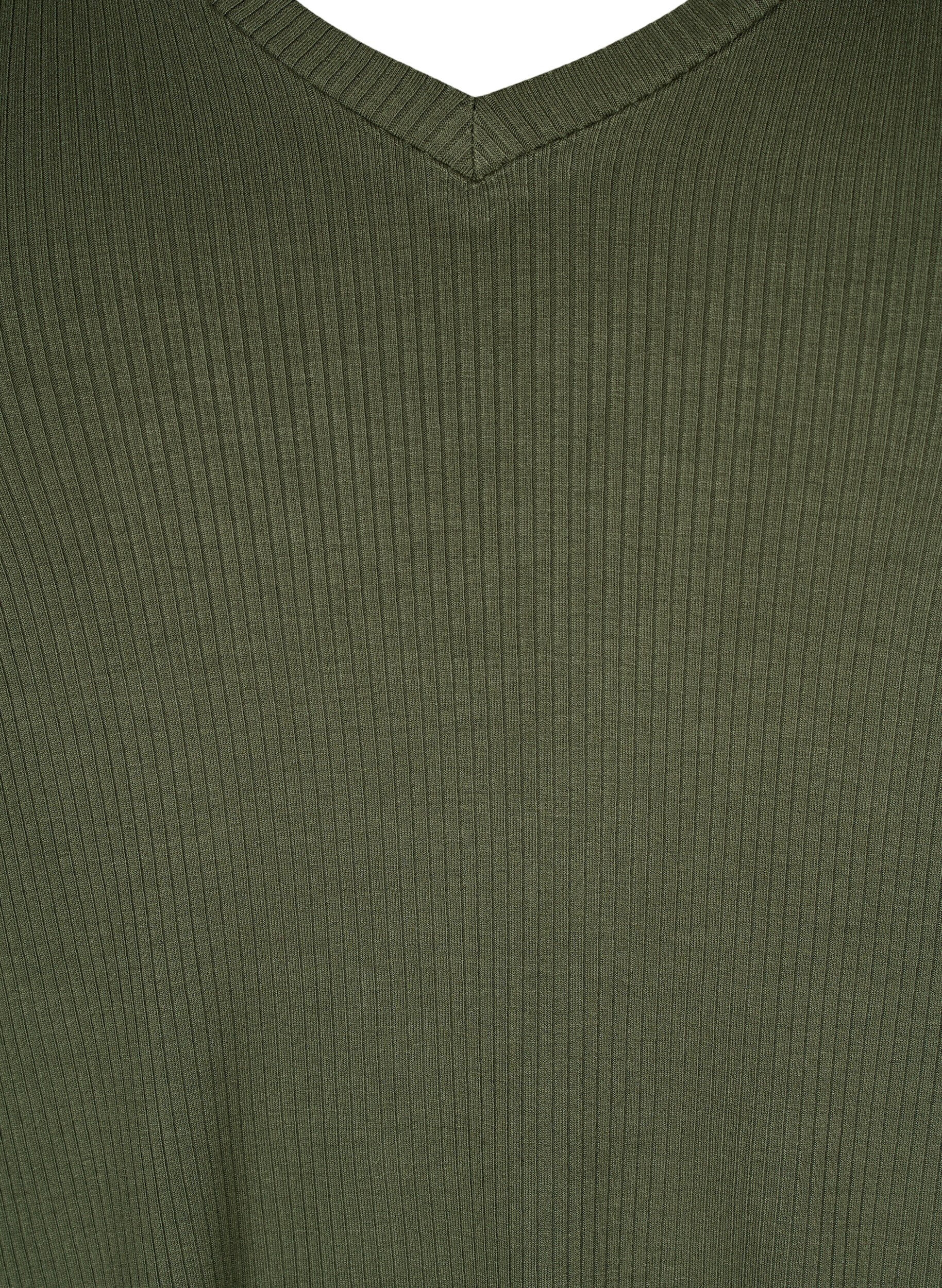 Zizzifashion Ribbed T-shirt with LENZING&trade; ECOVERO&trade; Viscose, Thyme, Packshot image number 2