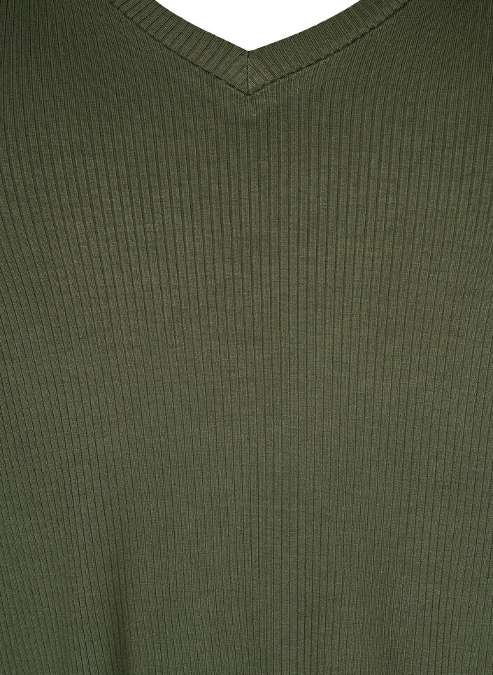 Ribbed T-shirt with LENZING™ ECOVERO™ Viscose, Thyme, Packshot image number 2