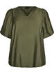 Blouse with balloon sleeves and V-neck, Green, Packshot image number 0
