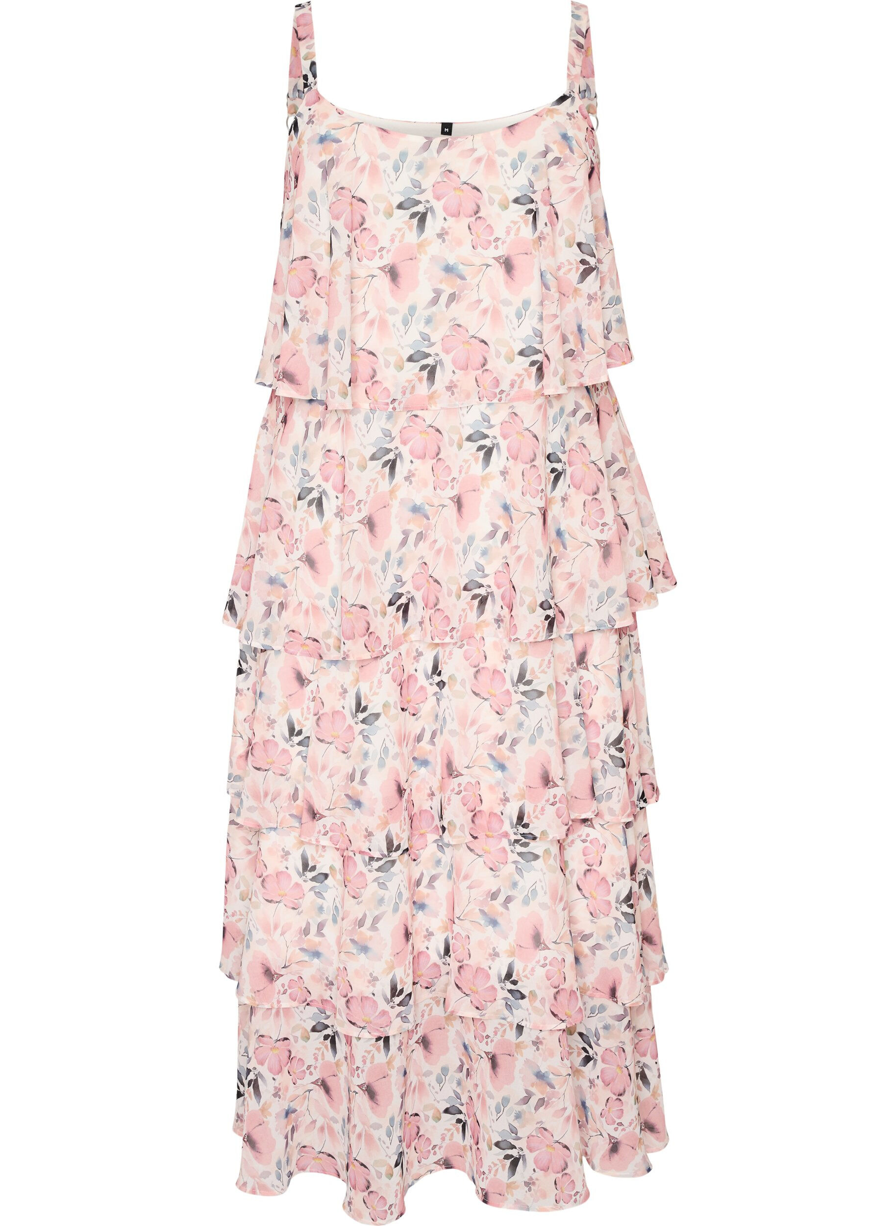 Zizzifashion Maxi dress with ruffle layers and detachable cape, White, Packshot image number 3