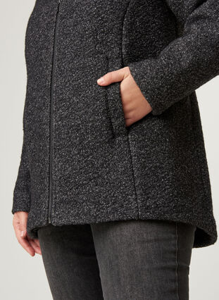 Short marled jacket with wool, Dark Grey Melange, Model image number 2