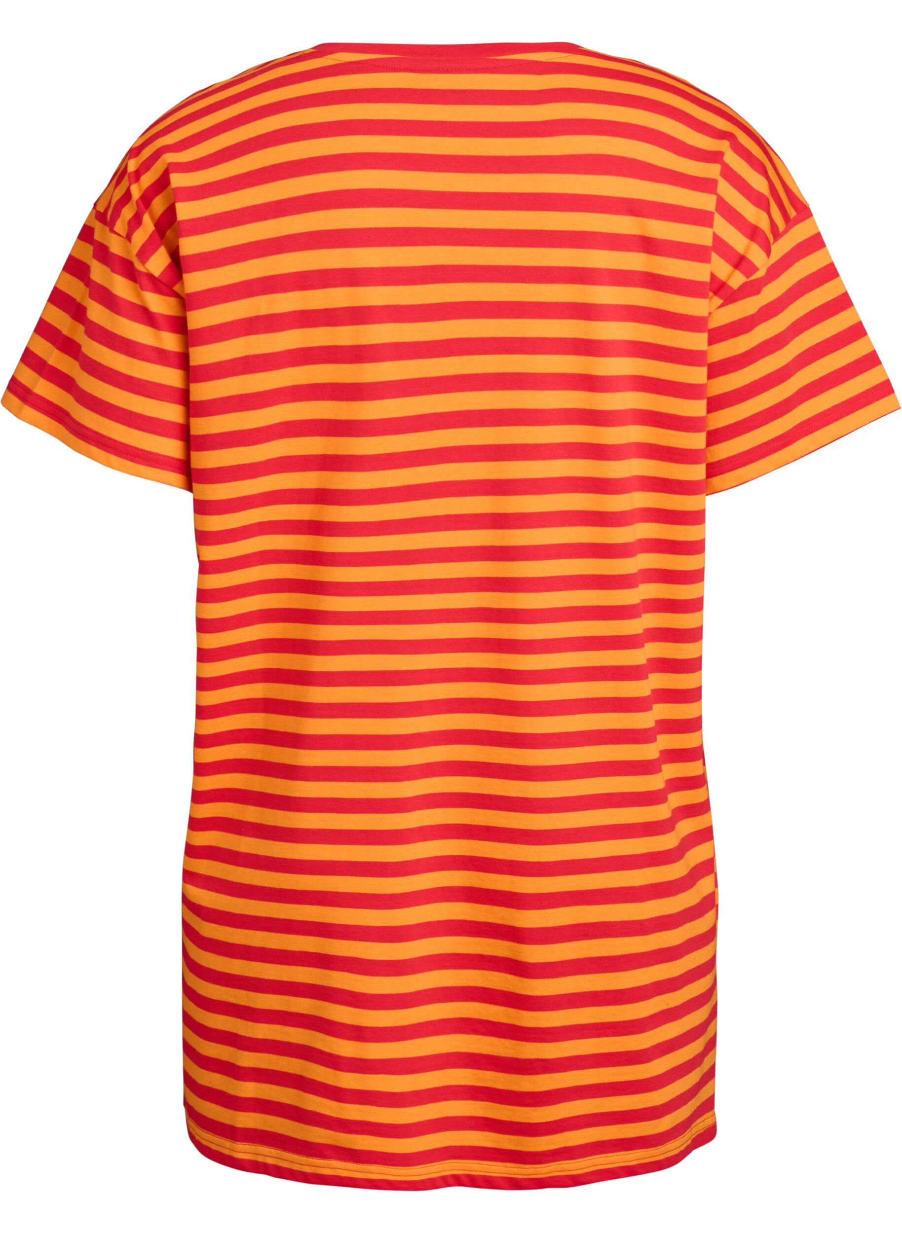 Zizzifashion Long striped night T-shirt, Red, Packshot image number 1