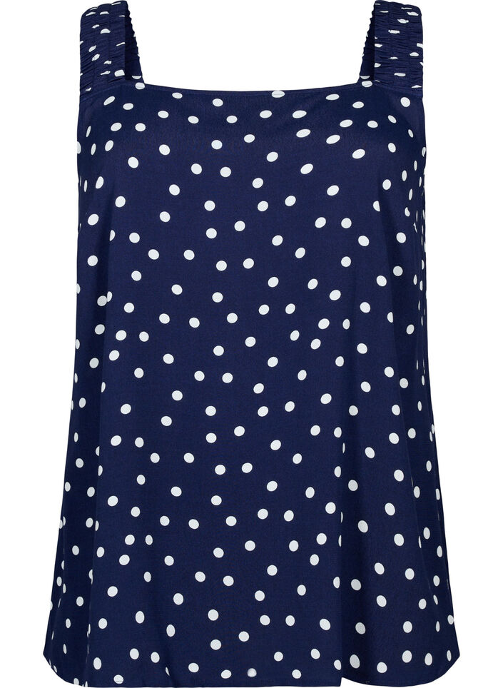 	 Printed viscose top with a-shape, Peacoat Dot, Packshot image number 0