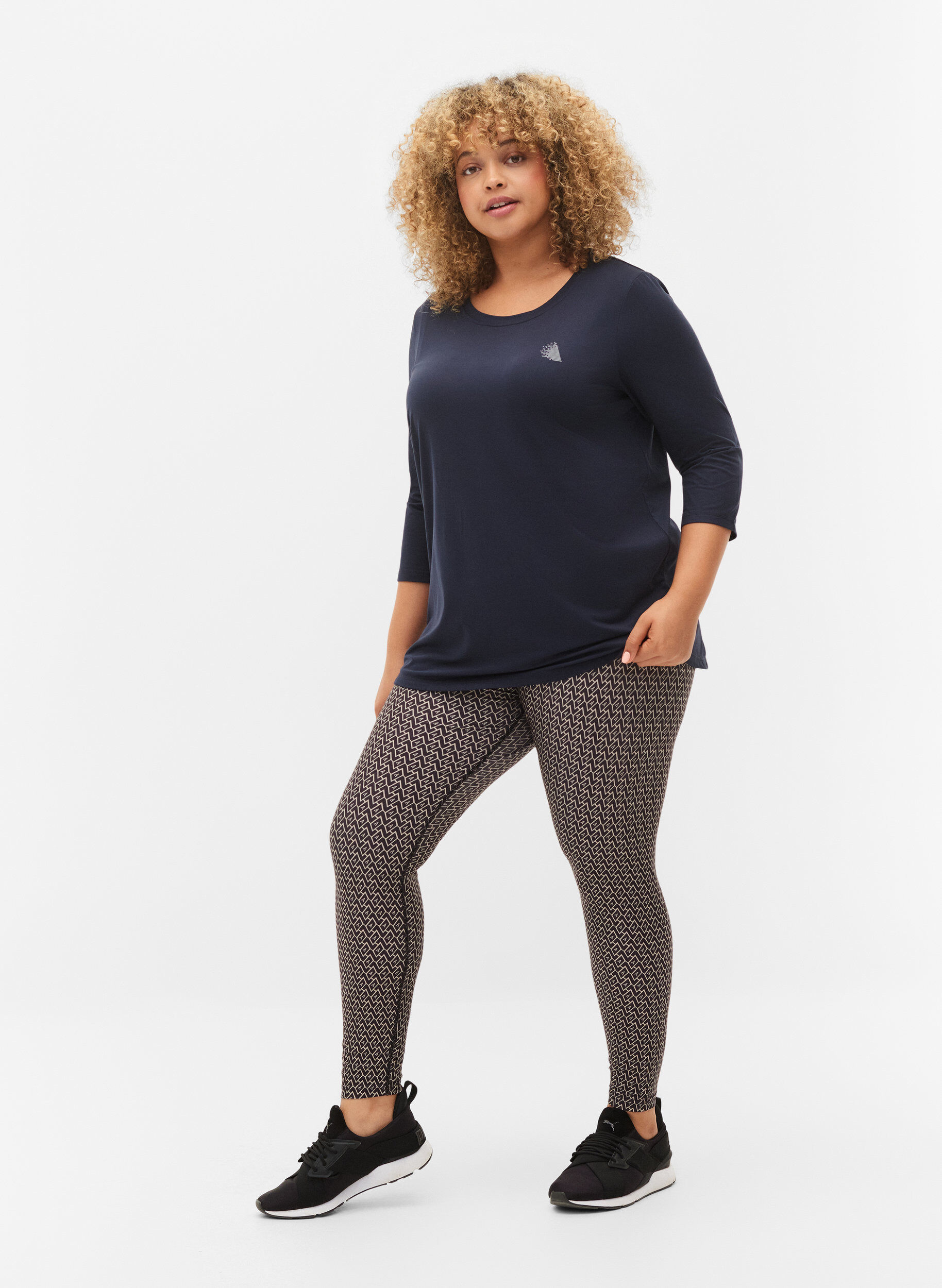 Zizzifashion Workout top with 3/4 sleeves, Blue, Model image number 1