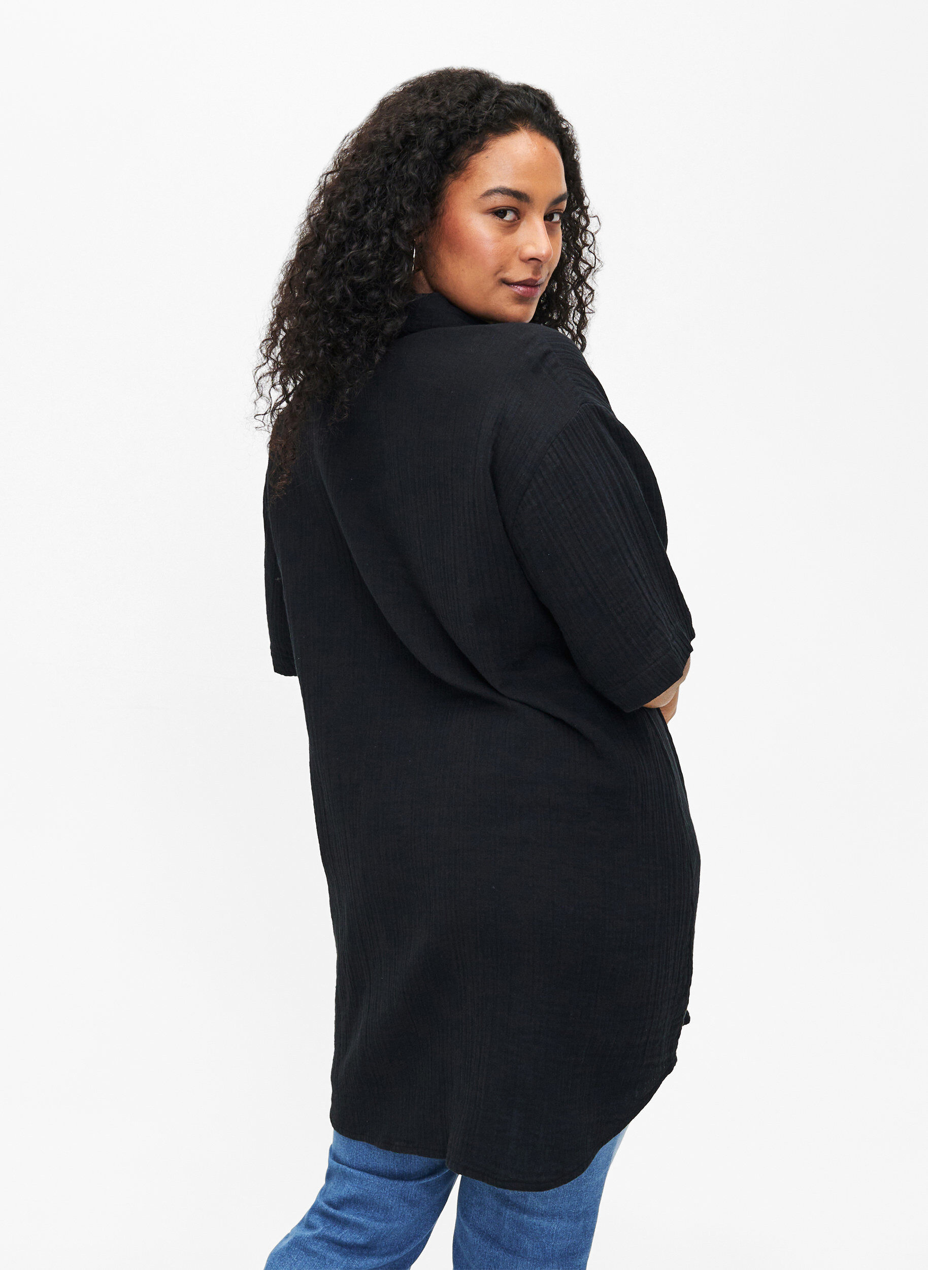 Zizzifashion Short sleeve shirt with buttons, Black, Model image number 1