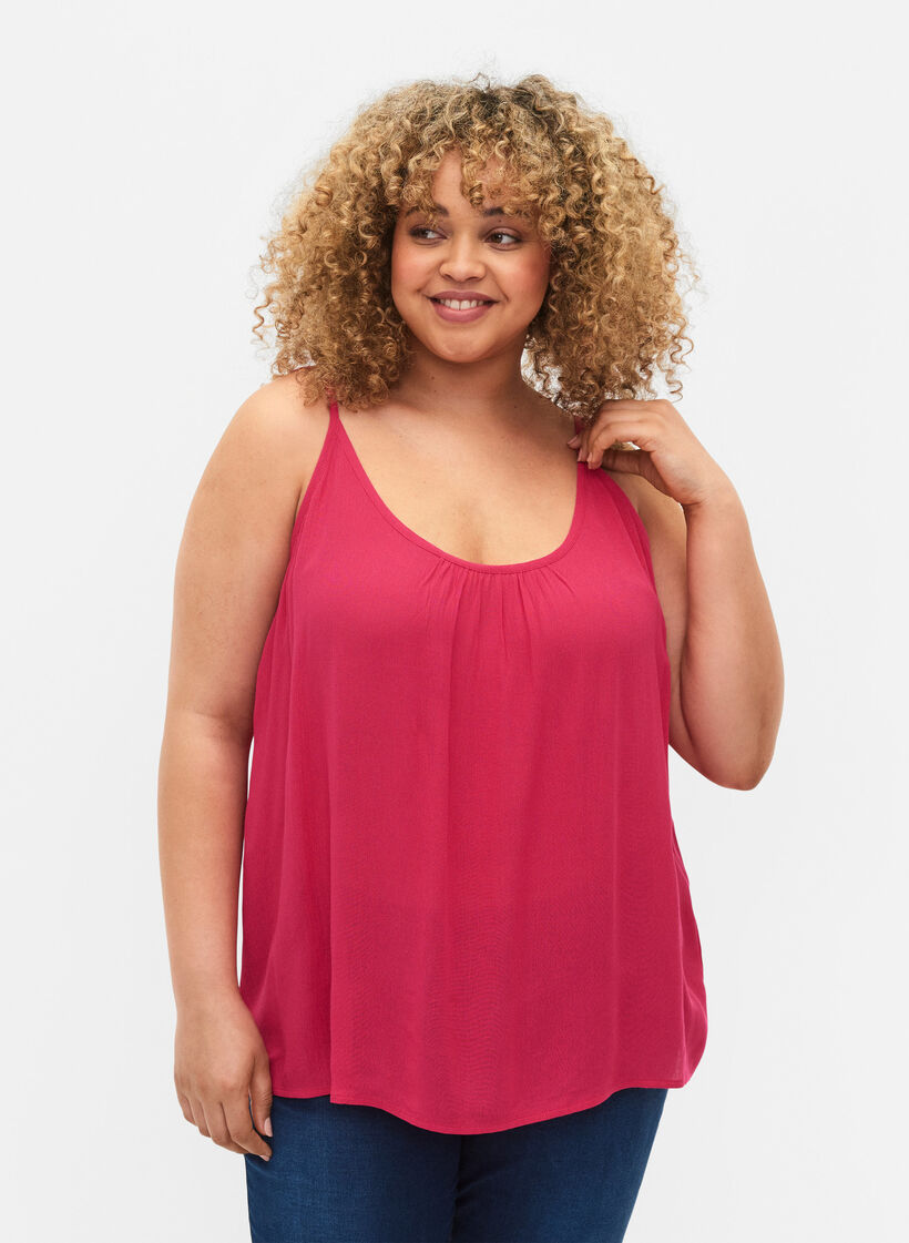 Strap top in viscose, Pink, Model image number 0
