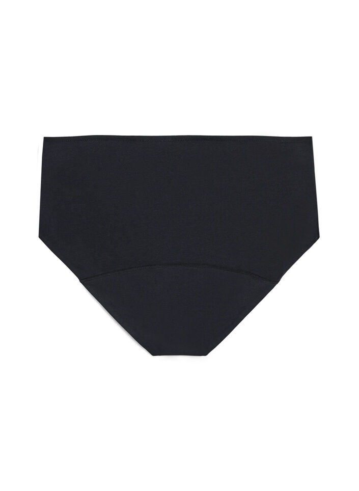 Period panties in cotton with high waist, Black, Packshot image number 1
