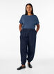 Striped T-shirt in viscose with a round neck, Blue, Model image number 1