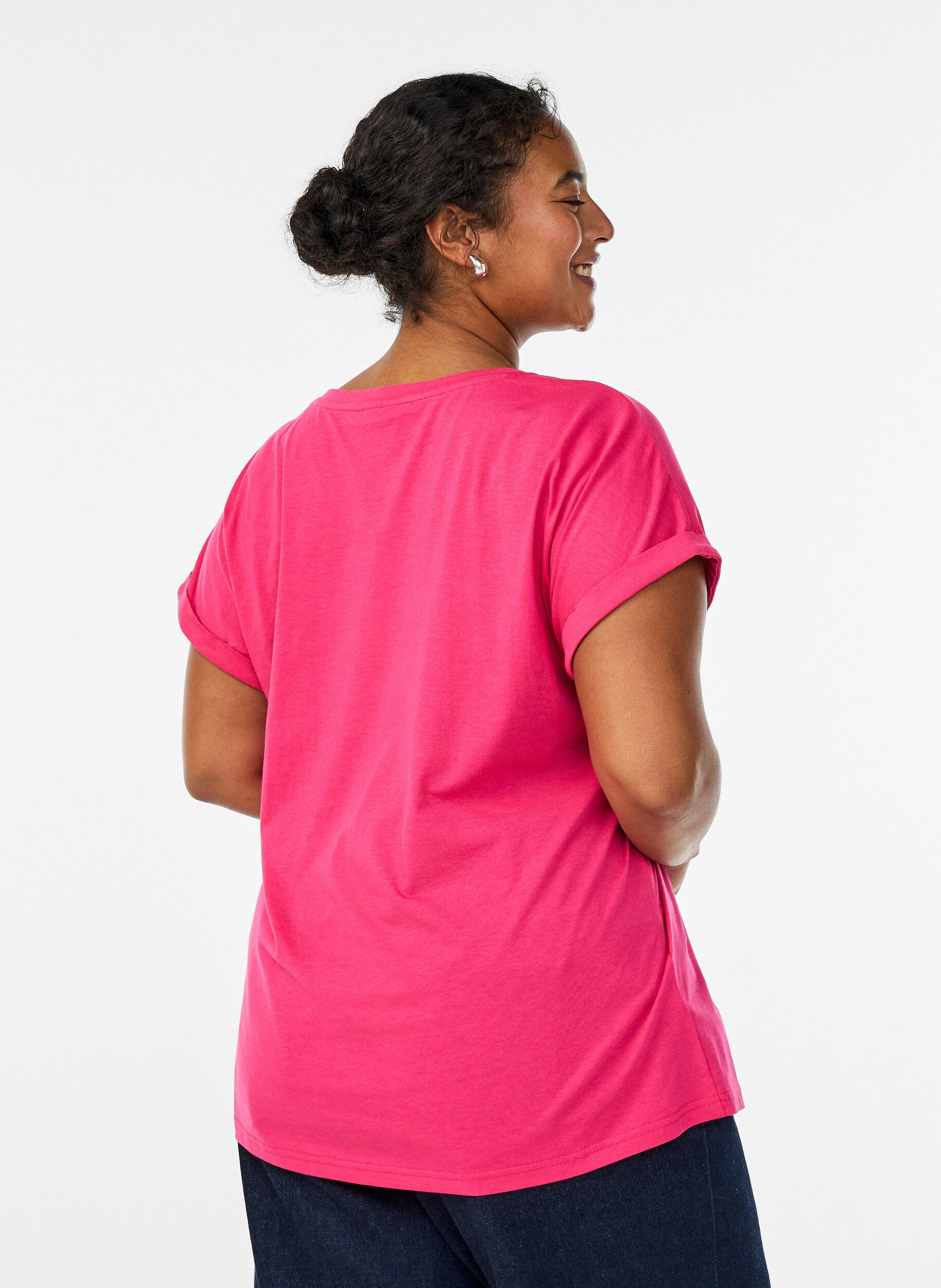 Zizzifashion Short sleeved cotton blend t-shirt, Pink, Model image number 2
