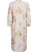 Floral midi dress with ruffle collar and button fastening, Beige, Packshot image number 1