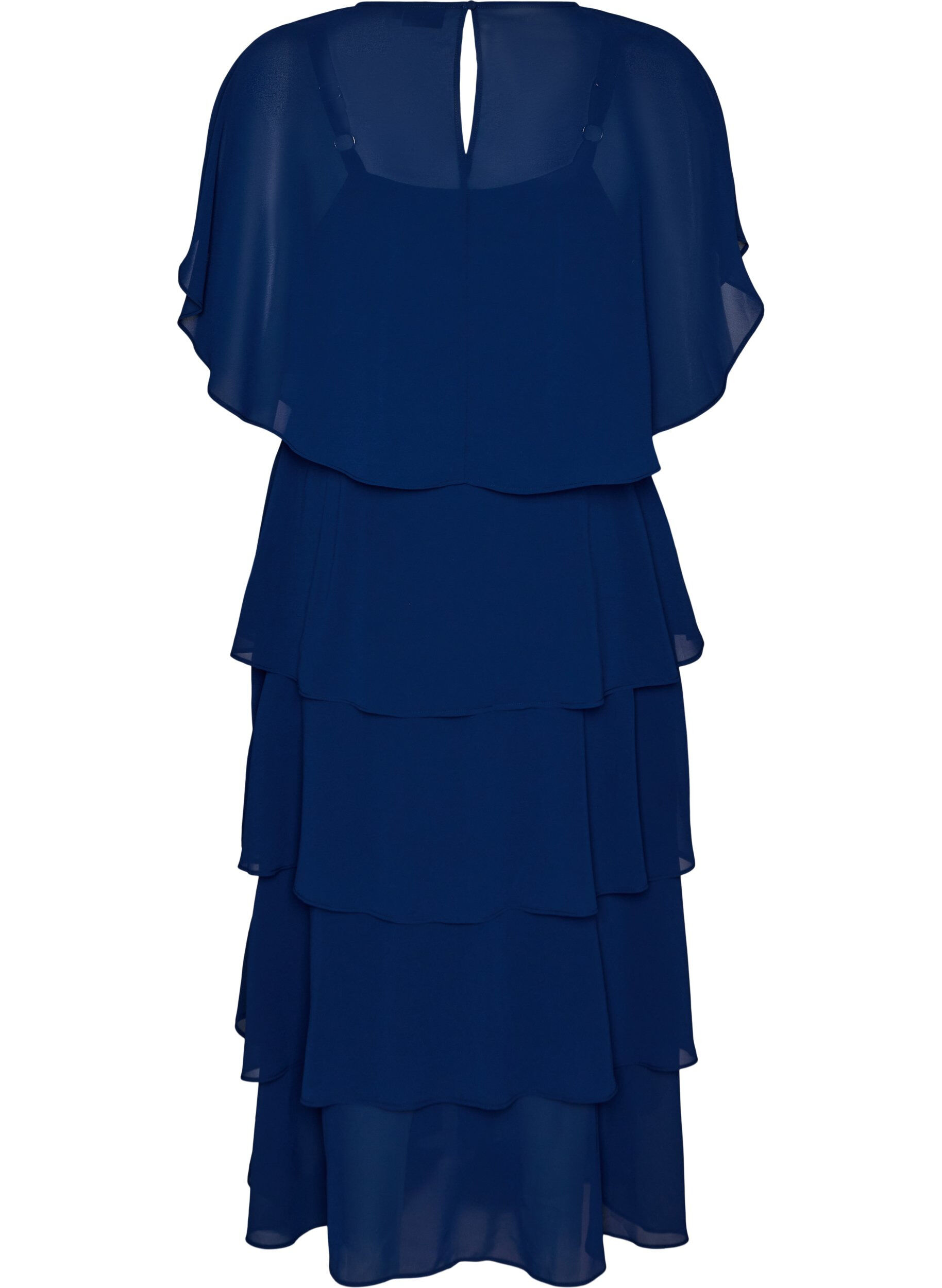 Zizzifashion Maxi dress with ruffle layers and detachable cape, Blue, Packshot image number 1