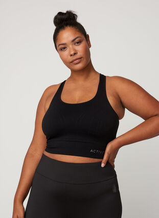 Sports top with a cross-over back, Black, Model image number 0