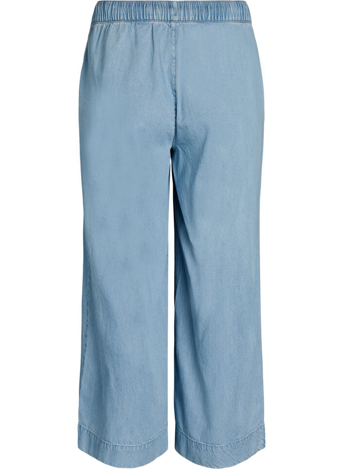 Wide-leg denim joggers with a high waist, Light Blue, Packshot image number 1