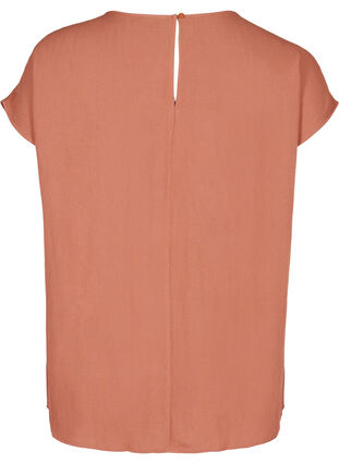 Short-sleeved viscose blouse with round neck, Copper Brown, Packshot image number 1