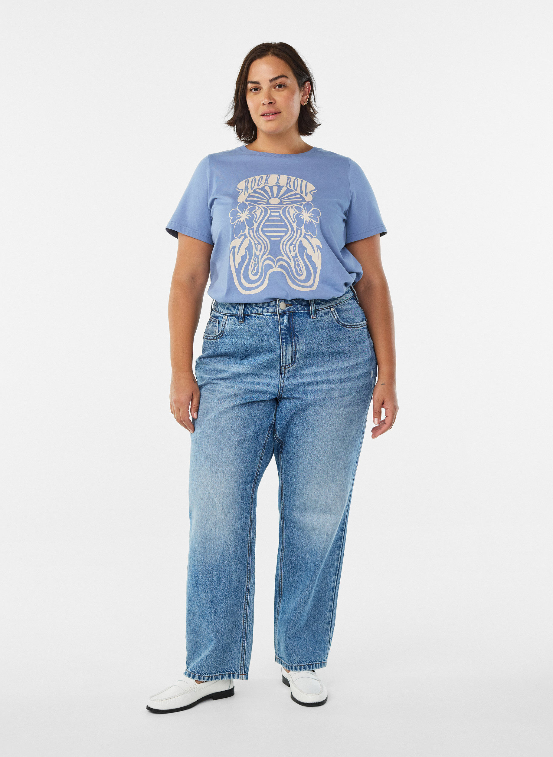 Zizzifashion T-shirt with retro print, Blue, Model image number 1