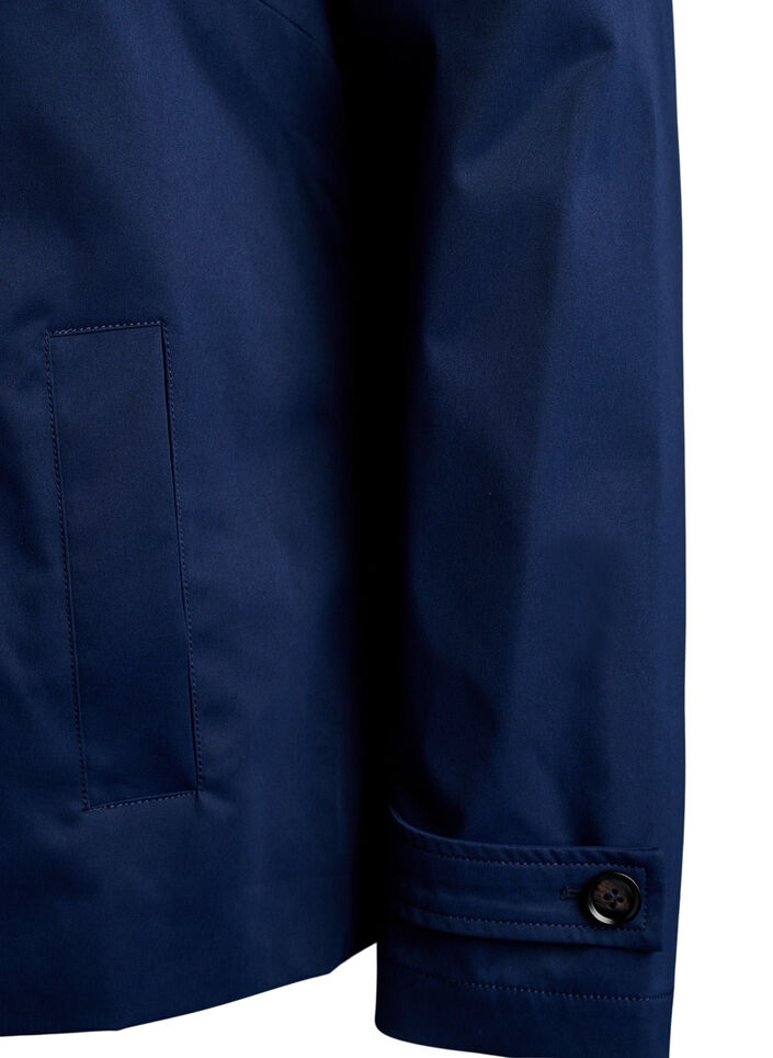 Short trench coat with collar and raglan sleeves, Blue, Packshot image number 3