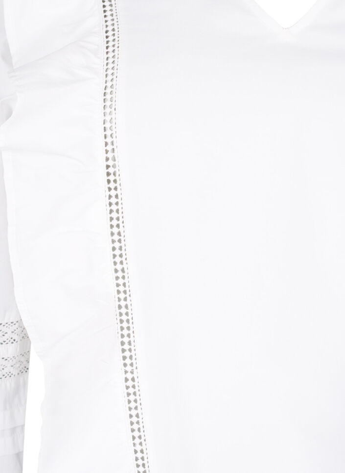 Blouse with ruffles and lace trim, White, Packshot image number 2