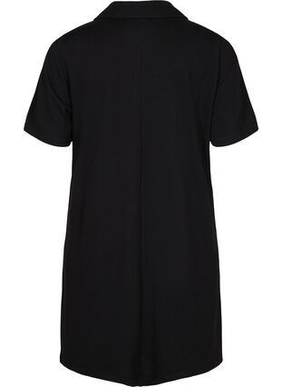 Short-sleeved dress with a collar and zip, Black, Packshot image number 1