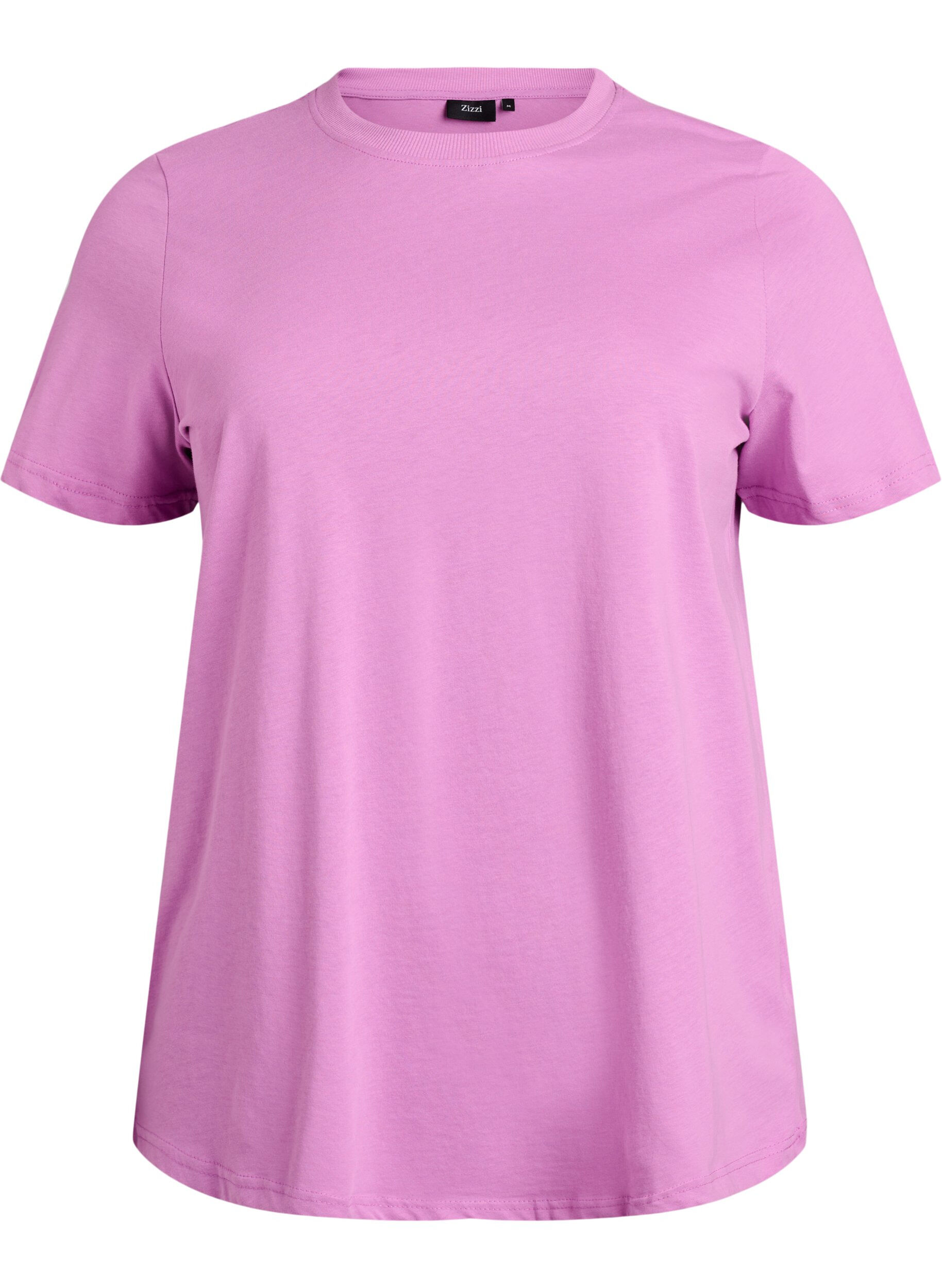 ZizzifashionBasic cotton T-shirt with round neck, Purple, Packshot image number 0