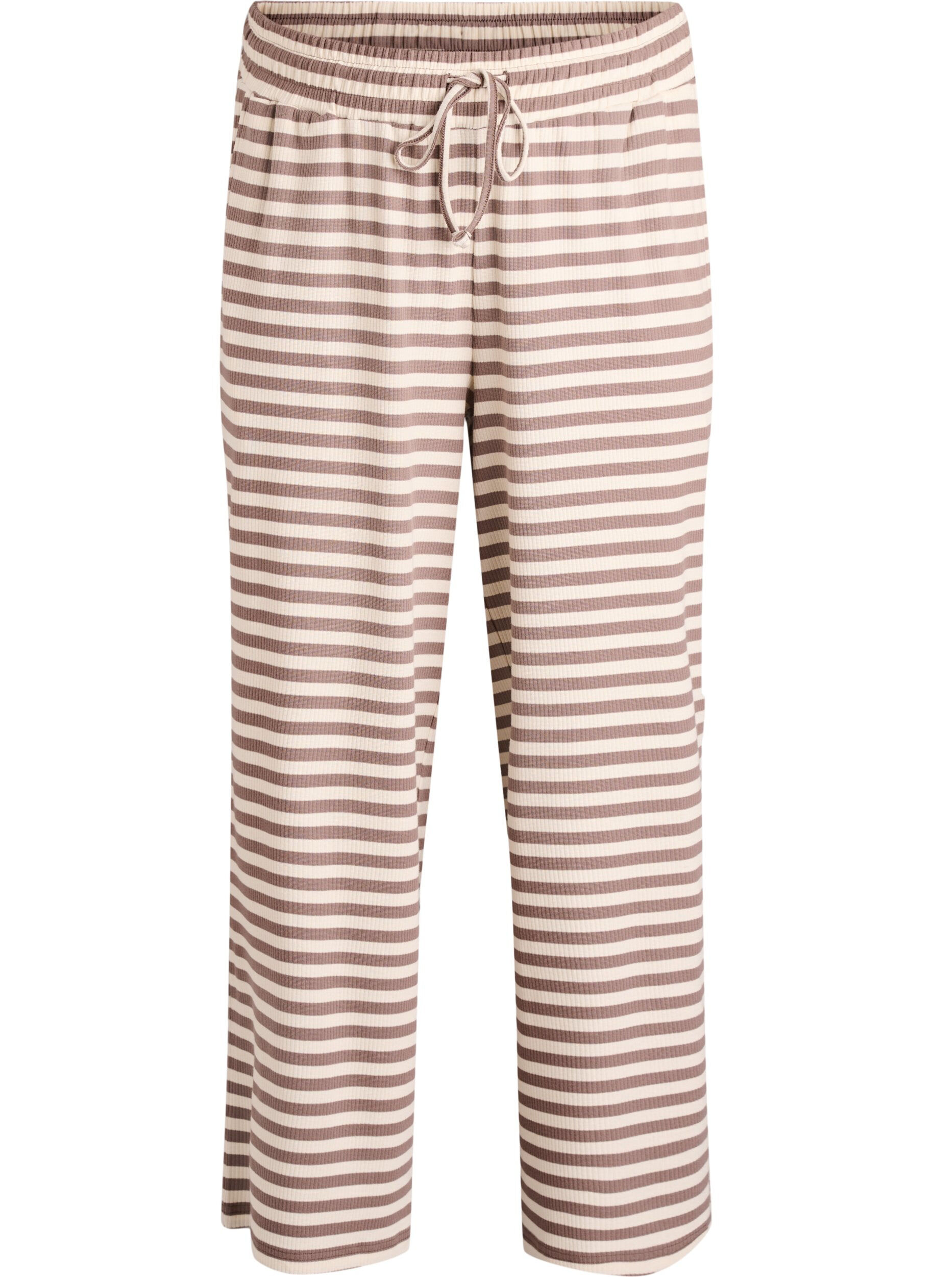 Striped pyjama trousers with a high waist and wide legs