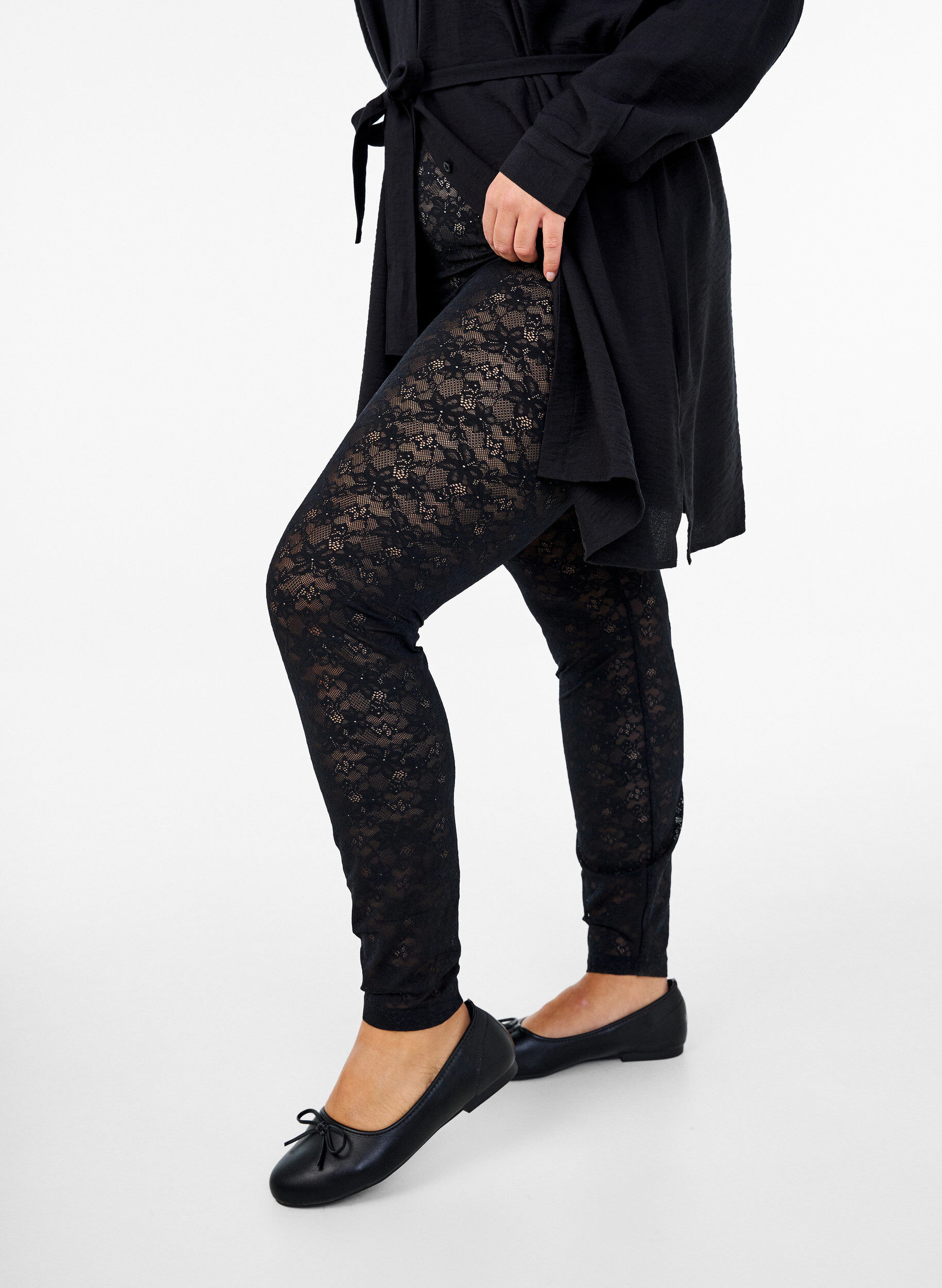 Zizzifashion Lace leggings, Black, Model image number 0