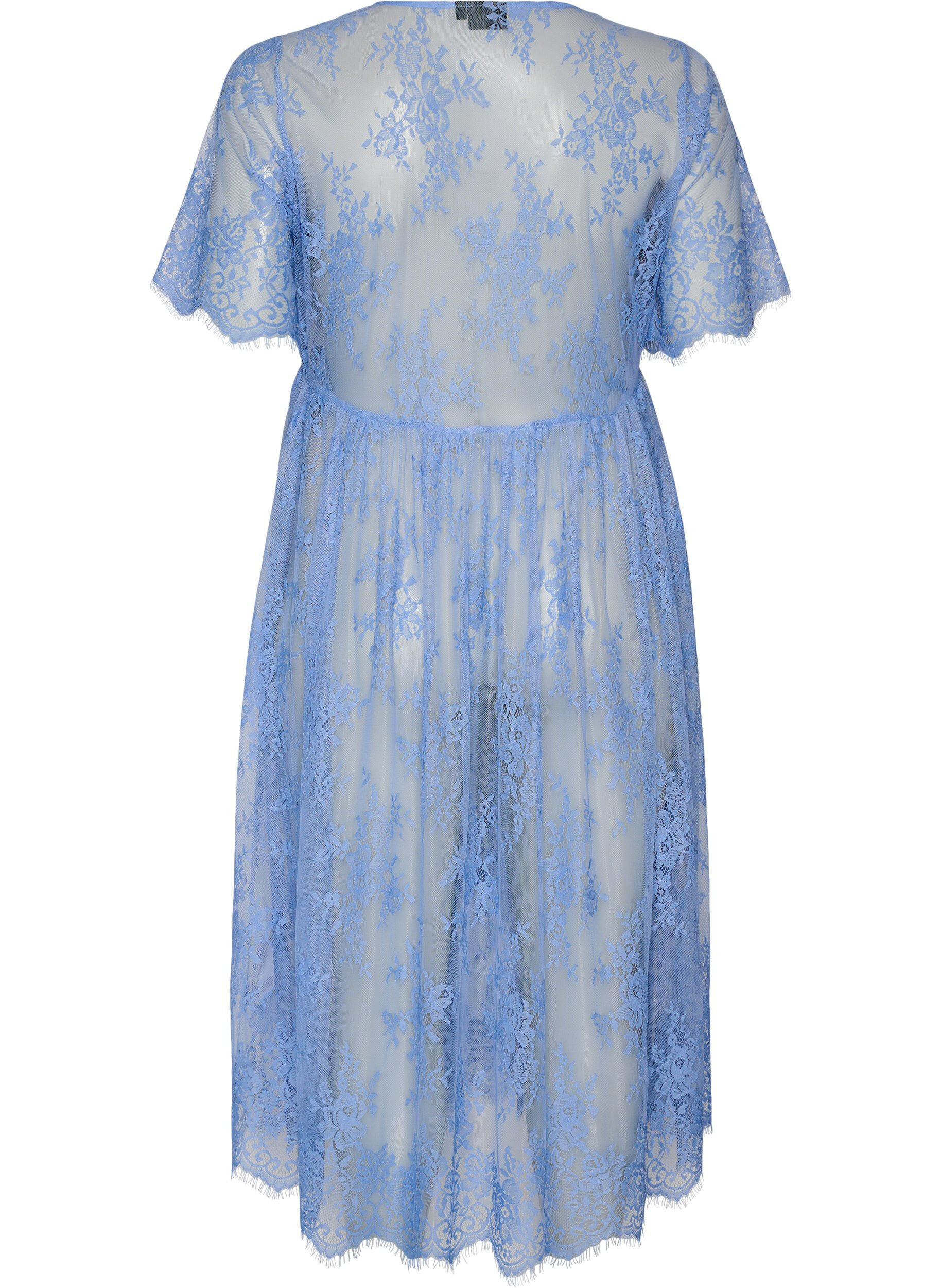 Zizzifashion Sheer lace midi dress with short sleeves, Purple, Packshot image number 1