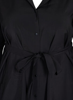 Viscose dress with buttons and belt, Black, Packshot image number 2