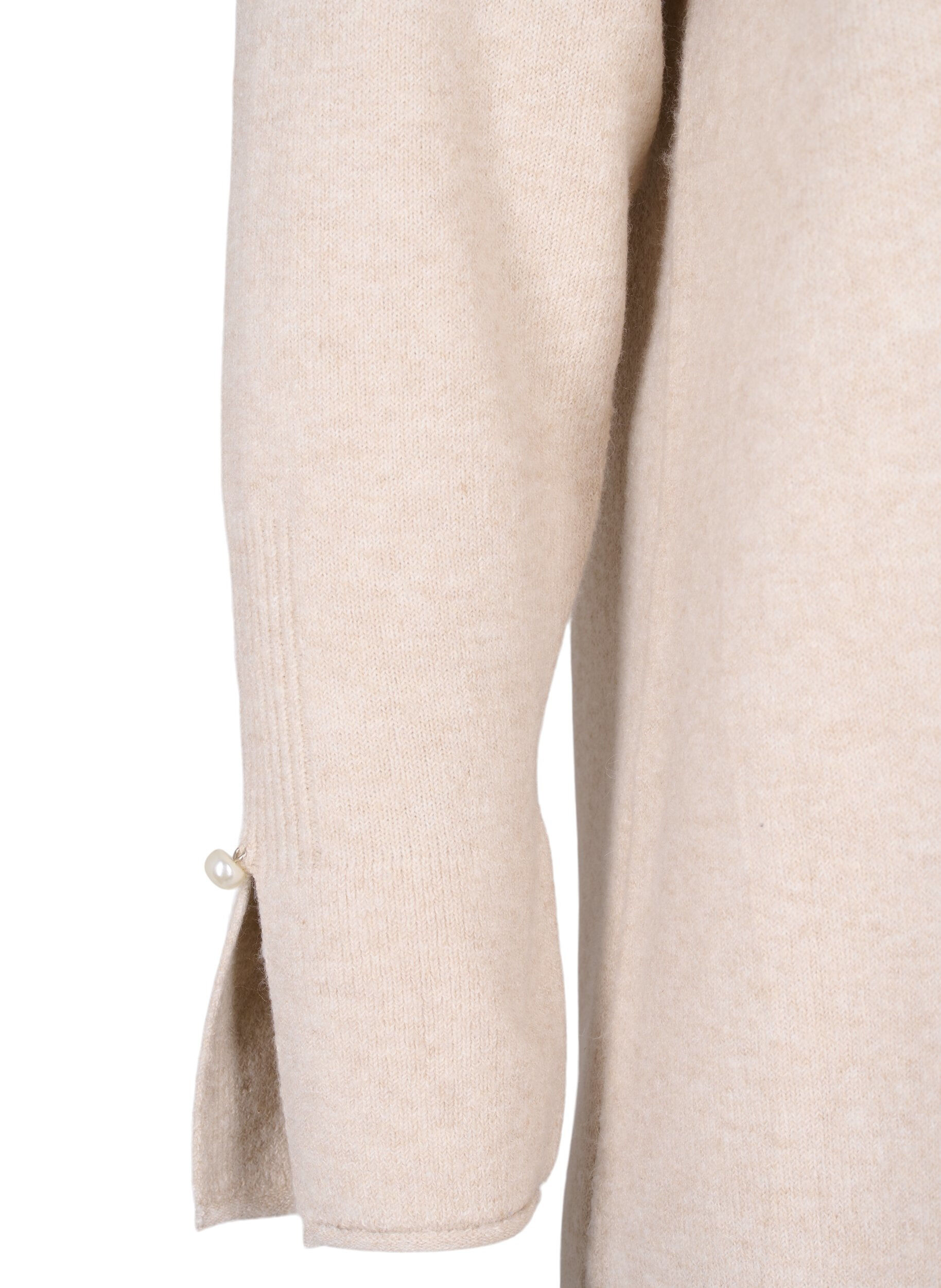 Zizzifashion Knitted dress with slit in the sleeves, Pumice Stone Mel., Packshot image number 3