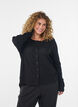 Cardigan in organic cotton with eyelet embroidery, Black, Model image number 0