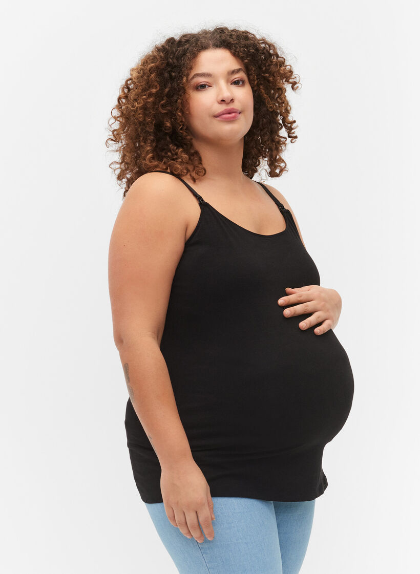 Maternity top with breastfeeding function, Black, Model image number 0