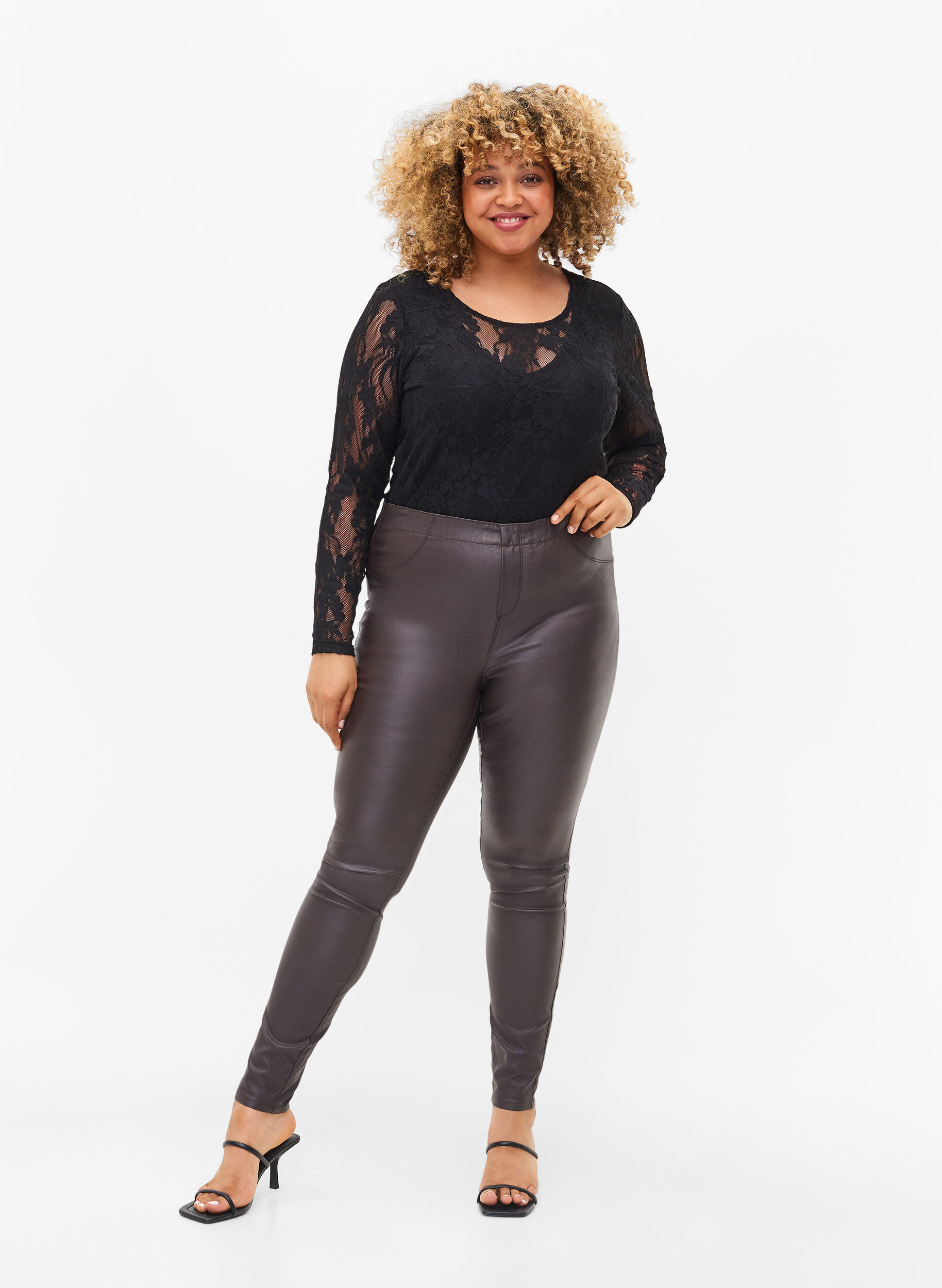 Zizzifashion Coated, viscose blend legging, After Dark, Model image number 0