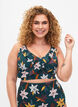 Floral bikini top with ruffle details, Green, Model image number 0