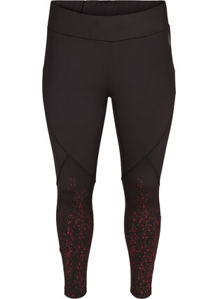 Cropped sports leggings with print details, Red Splash, Packshot image number 0