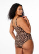 Swimsuit with animal print and string detail, Brown, Model image number 1