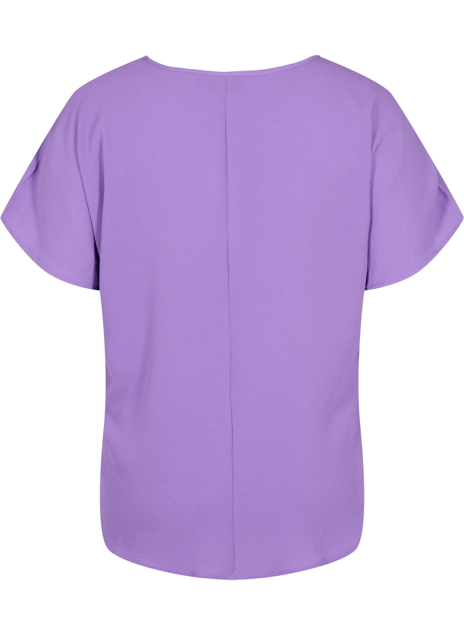 Zizzifashion Blouse with short sleeves and a round neckline, Purple, Packshot image number 1