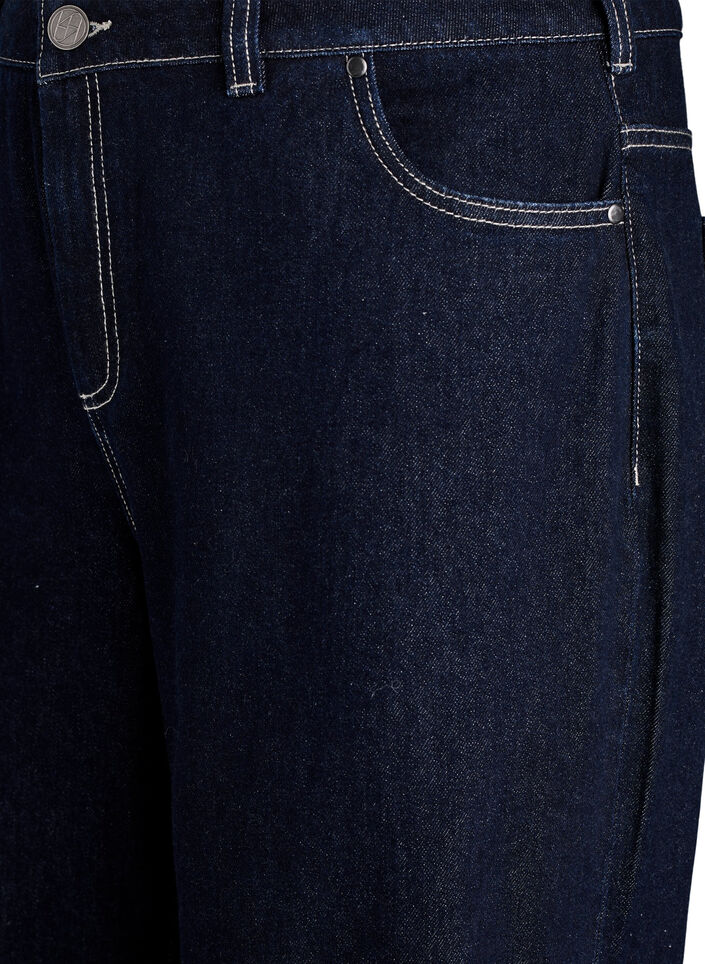 Wide fit jeans with wide turn-ups and contrast stitching, Blue, Packshot image number 2