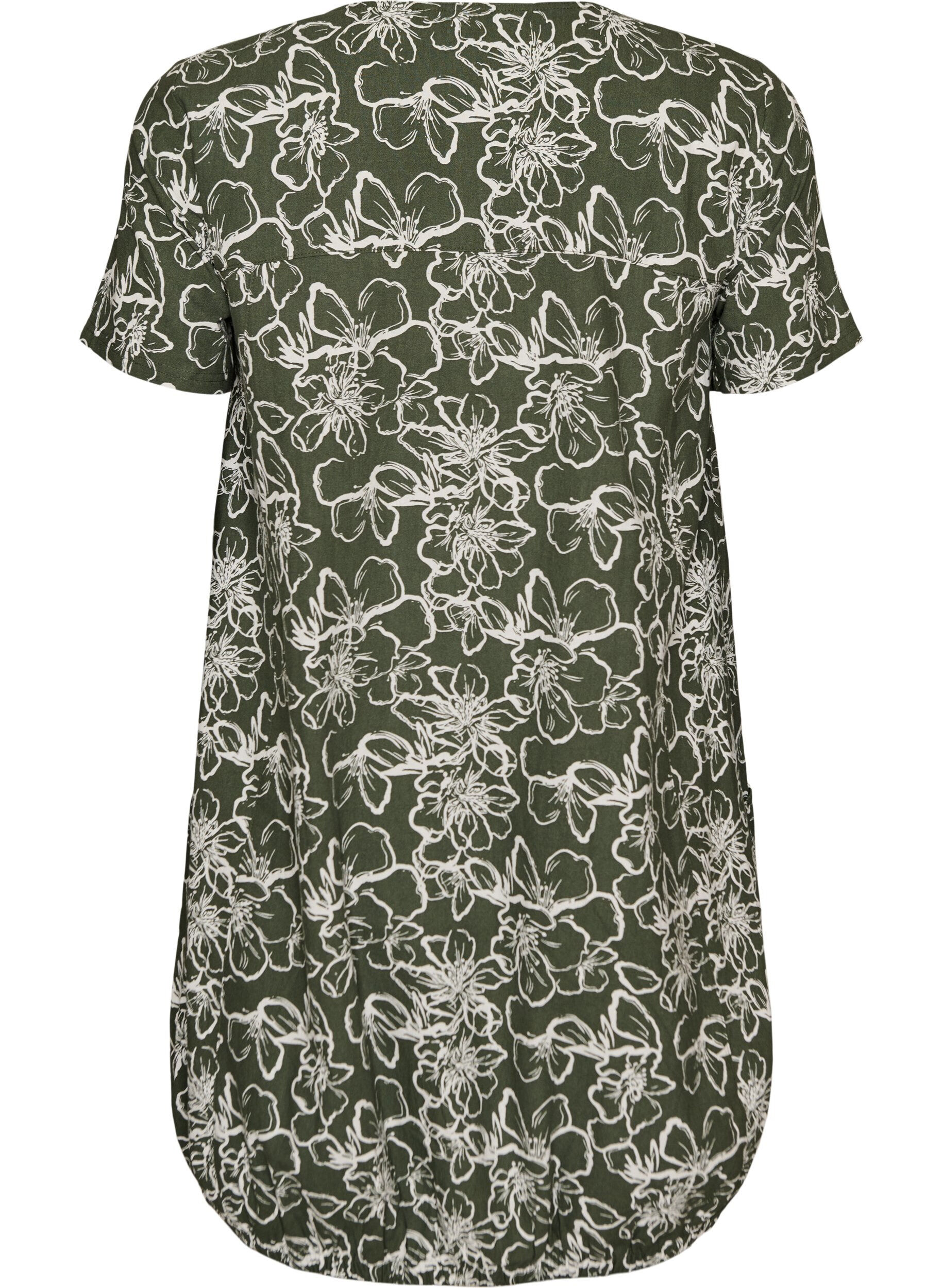 Zizzifashion Short-sleeved cotton dress with print, Green, Packshot image number 1