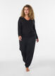 Viscose blouse with lace trim and V-neck, Black, Model image number 1