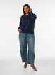 Fine-knit cardigan with round neck, Blue, Model image number 1