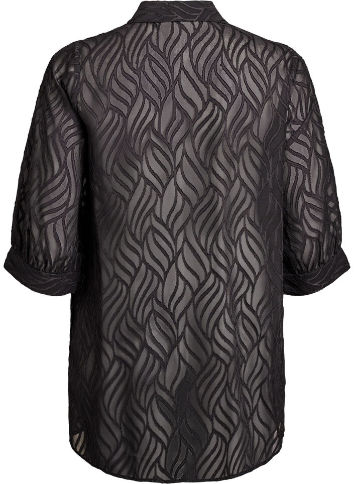 Chiffon tunic with textured pattern, Black, Packshot image number 1
