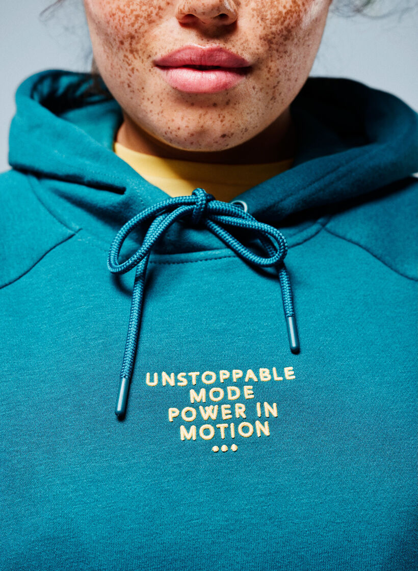 Hoodie with embroidered front motif, Green, Image