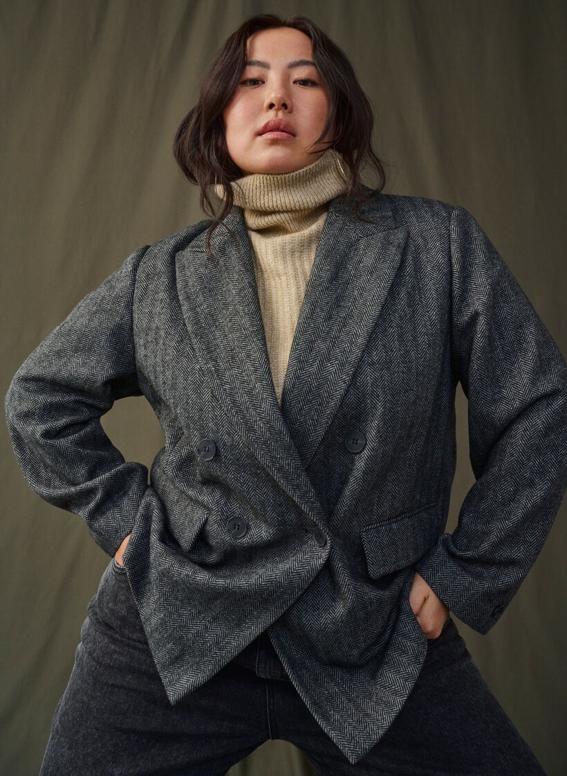Wool-blend blazer with pockets, Dark Grey Melange, Image image number 1