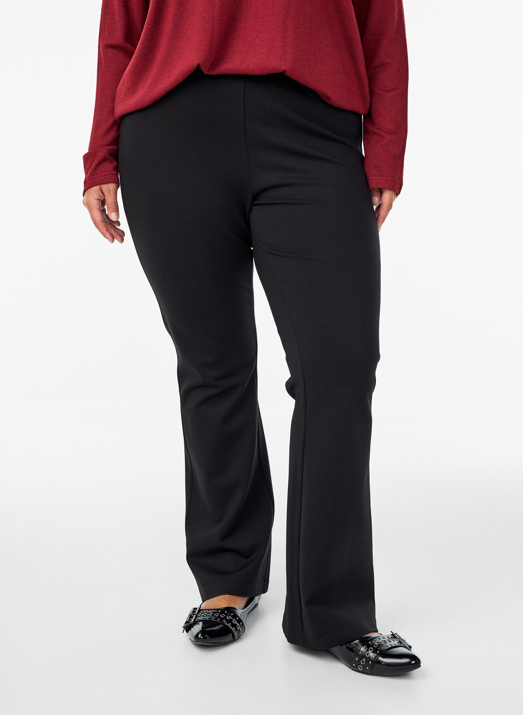 Zizzifashion Bootcut trousers in viscose mix, Black, Model image number 2