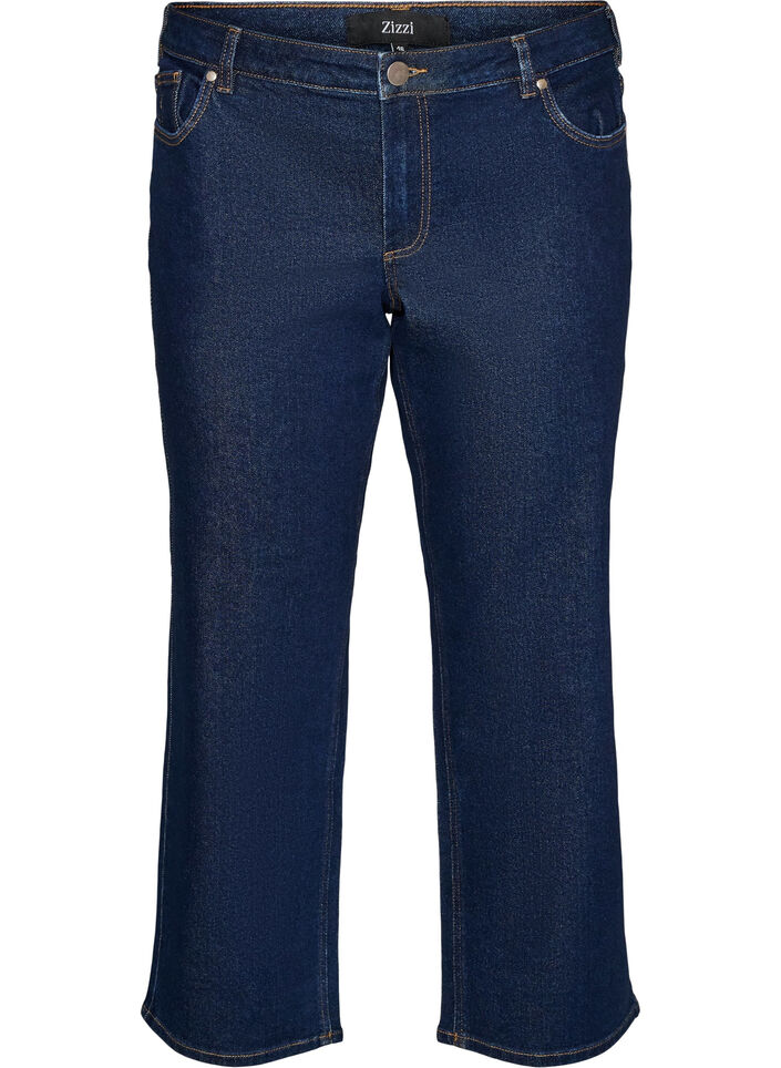 Cropped straight fit jeans with a regular waist, Blue, Packshot image number 0