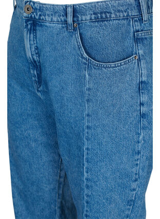 Cropped Mille mom jeans with colour-block, Blue denim, Packshot image number 2