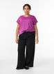 Short-sleeved t-shirt in a cotton blend, Purple, Model image number 1